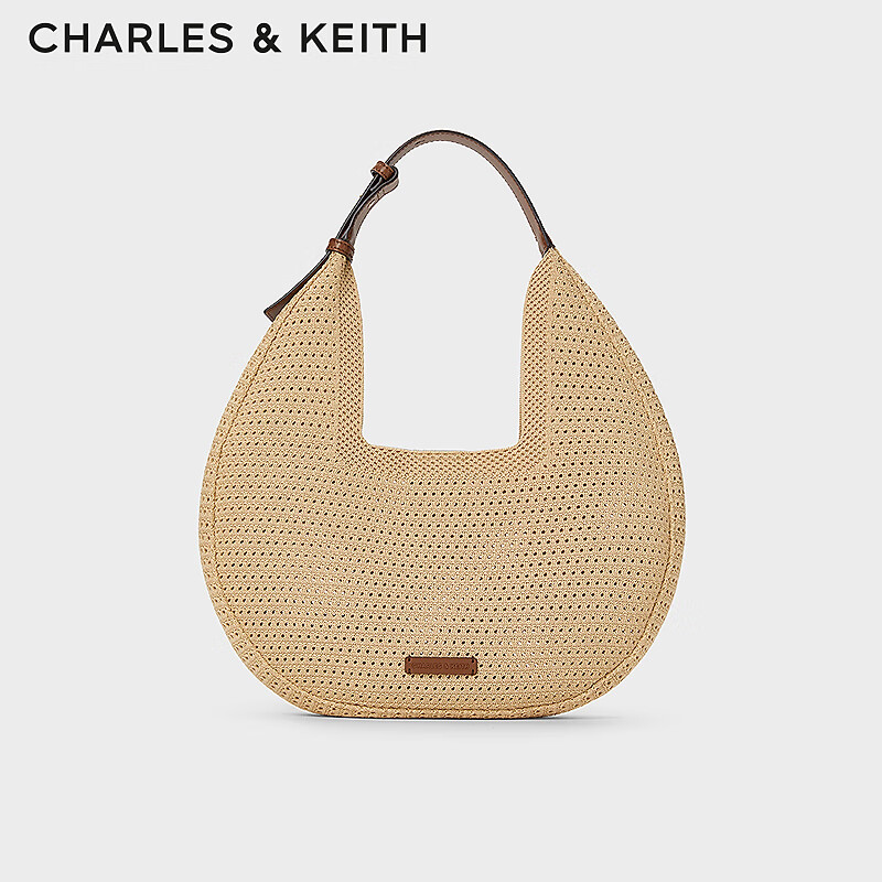 CHARLES&KEITH24夏季织大容量子母手提腋下包CK2-40782355 Beige米色 M