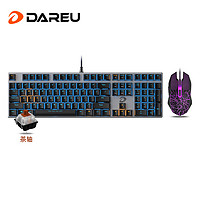 Dareu 达尔优 机械合金版机械键盘 有线键盘 游戏键盘 108键单光黑金茶轴+G60裂纹鼠标套装