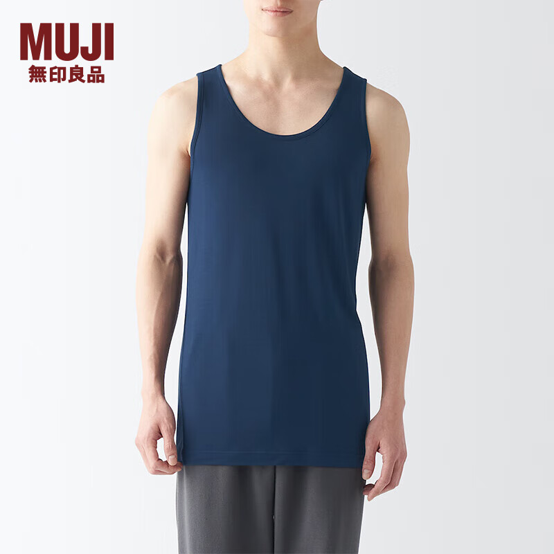 无印良品 MUJI 男式 莱赛尔 背心 男士 男款 无袖 FA19NC4S 藏青色 XL 180/104A