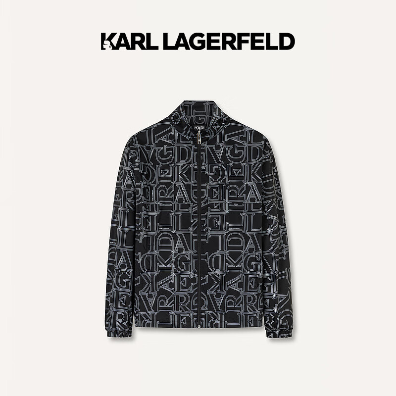 Karl Lagerfeld卡尔拉格斐2024春夏款KL印花夹克老佛爷241N1418 黑色 52