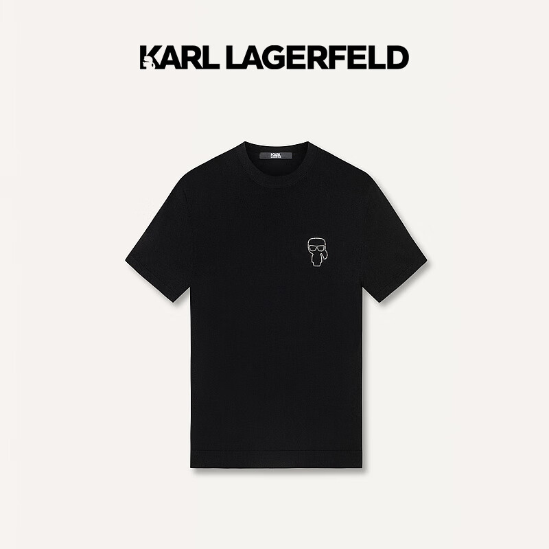 Karl Lagerfeld卡尔拉格斐2024春夏款KL钉珠T恤老佛爷241N2013 黑色 52