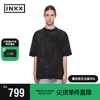 英克斯（inxx）潮流简约短袖圆领T恤休闲宽松男女同款XCE2010133 黑色 XS