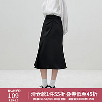 范思蓝恩 23FS13426高腰鱼尾半身裙，女，春秋新款显瘦设计感包臀裙 黑色 L