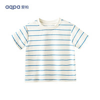 aqpa儿童撞色短袖【速干T恤】夏季男女童宝宝上衣防晒 蓝色条纹 100cm