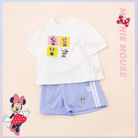 Disney baby 夏季运动休闲女童套装短袖上衣T恤运动短裤儿童套装