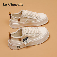 La Chapelle 女鞋帆布鞋女夏季透气单鞋百搭潮流小白鞋轻便 米色 36