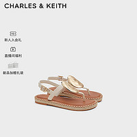 CHARLES&KEITH24夏平底夹趾休闲罗马沙滩凉鞋女CK1-70580228 Beige米色 39