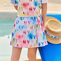 MLB儿童男女童时尚潮流清凉水彩满印老花百褶裙24春夏 米白色 110cm