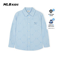 MLB儿童男女童时尚休闲钻石老花衬衫梭织长袖上衣24春季 天蓝色 110cm