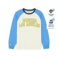 MLB儿童男女童摩登复古字母印花学院风拼色T恤24春季 蓝色 110cm