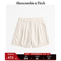 ABERCROMBIE & FITCH女装 24春夏复古美式风亚麻混纺短裤 356343-2 浅棕色 24 R (160/60A)标准版