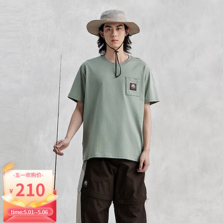 Kappa 卡帕 短袖2024男夏纯棉运动休闲T恤简约半袖K0E32TD70 海草绿-3603 XL