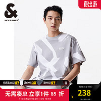 杰克琼斯 杰克·琼斯（JACK&JONES）春夏男士纯棉材质撞色线条个性字母满印短袖T恤男装22410115 A06本白色 常规 A06本白色 170/92A/S