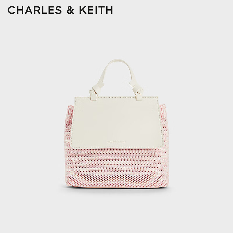CHARLES&KEITH24夏季时尚拼色织双肩背包女CK11-60782356 粉红色Pink R