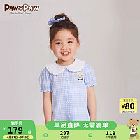 PawinPaw卡通小熊童装24年夏季女宝洋气甜美短袖衬衫 Blue蓝色/50 140