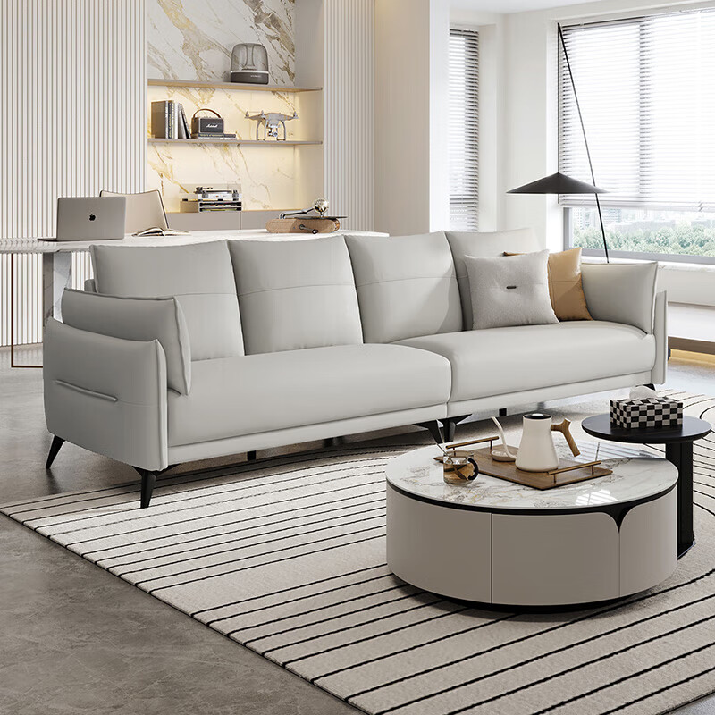 林氏家居小户型沙发客厅简约现代奶油风科技布沙发意式布艺沙发BS103 淡灰色2.8米四人位科技布款 淡灰色|2.8米四人位|科技布款