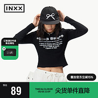 英克斯（inxx）ANGRY HUNGRY 基础多色长袖T恤女打底衫AHE1020005 黑色 均码