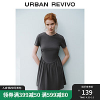 UR2024夏季女装都市气质垂感修身短袖连衣裙UWU740046 深灰 XS