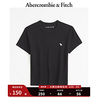 ABERCROMBIE & FITCH女装 24春夏休闲百搭小麋鹿紧身短袖圆领T恤 358176-1 黑色2 刺绣标识 XS (160/84A)