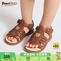 PawinPaw卡通小熊童装2024年夏季男童包头儿童凉鞋软底防滑 Brown棕色/85 140