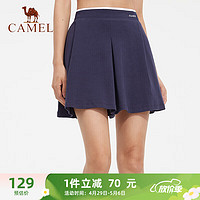 CAMEL 駱駝 運動半身裙女子針織短裙休閑戶外網球裙 C0S14LF648-1 寶藍 L
