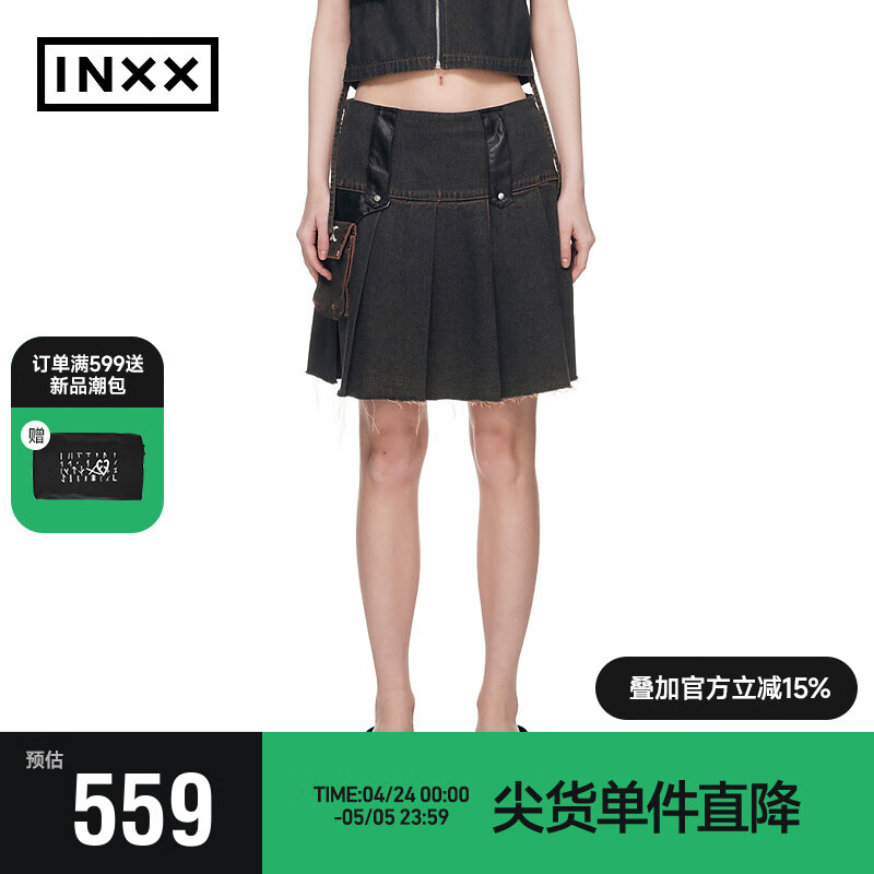 英克斯（inxx）时尚潮牌春女式牛仔短裙半身裙XXE1030281 牛仔色 M