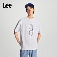 Lee24春夏舒适圆领印花男女同款短袖T恤LUT0077323RX 白色（尺码偏大，拍小一码） L