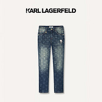 Karl Lagerfeld卡尔拉格斐轻奢老佛爷男装 2024夏款LOGO个性潮流休闲牛仔裤 蓝色 36