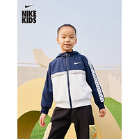 耐克（NIKE）男童幼童梭织夹克春季外套休闲拼接叠搭HF2610 410深藏青 L