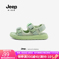 Jeep男童凉鞋夏款2024软底防滑男宝宝沙滩鞋儿童夏季运动童鞋 动感绿 39码 鞋内约长24.8cm