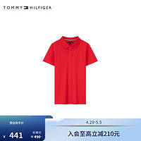 TOMMY HILFIGER 24春夏童装男小绣标两粒扣微弹短袖POLO衫TH2222007 红色002 6/120cm