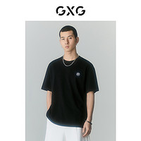 GXG 男装 商场同款自我疗愈系列圆领短袖T恤 2022年夏季新款 黑色 165/S
