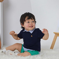 Gap 蓋璞 新生嬰兒假兩件拼接短袖連體衣802305夏款兒童裝可愛包屁服