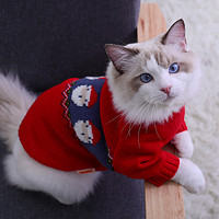 Hoopet 猫咪衣服圣诞宠物小狗狗室外布偶英短猫猫新年过年春装毛衣