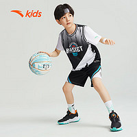 安踏（ANTA）儿童套装男童篮球比赛套2024夏季速干透气短T短裤运动两件套 梦幻黑-3 150