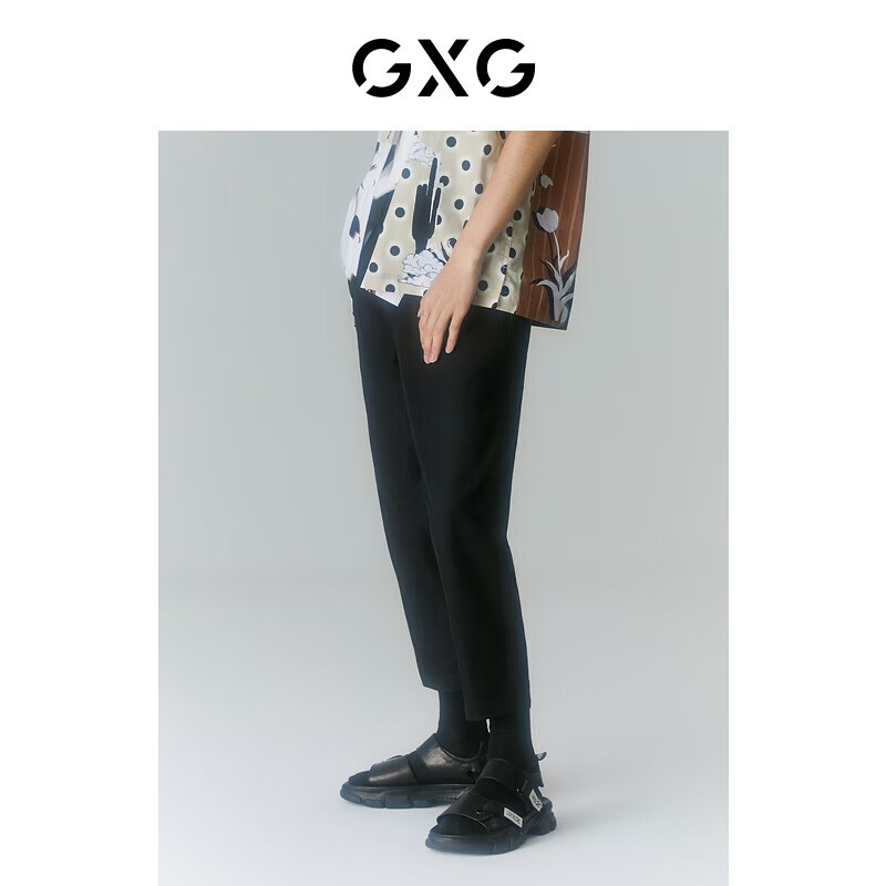 GXG奥莱 多色多款简约基础休闲裤男士合集 黑色简约直筒休闲裤GD1020496D 180/XL