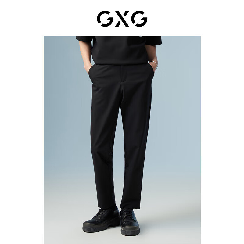 GXG奥莱 多色多款简约基础休闲裤男士合集 黑色波纹休闲裤GD1020892G 165/S