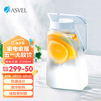 ASVEL 阿司倍鹭 密封塑料杯耐热耐高温冷水壶 可冰箱冷冻家用凉水壶扎壶 透明灰色2.1L