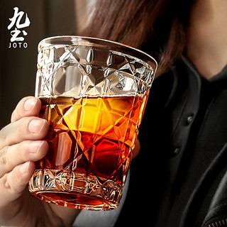 JOTO 九土 玻璃杯花欧式复古家用水杯加厚威士忌酒杯啤酒杯牛奶冰咖啡杯