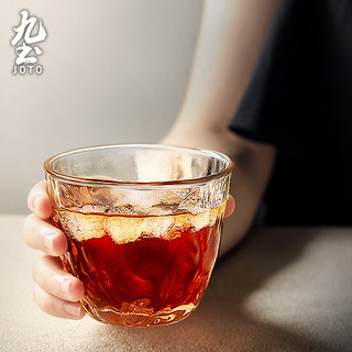 JOTO 九土 日式玻璃水杯家用威士忌酒杯手工加厚锤纹茶杯简约杯子耐热主人杯