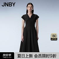 江南布衣（JNBY）24夏连衣裙赫本风优雅气质女V领短袖5O4G12850 001/本黑 XS