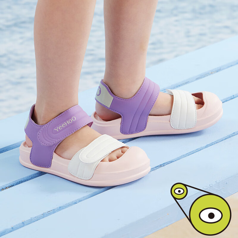 英氏童鞋儿童凉鞋男童夏季防滑透气防撞女童软底宝宝包头鞋子 紫色 26码 适合脚长16.1cm
