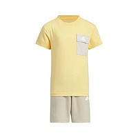 阿迪达斯 （adidas）夏季男小童运动短袖套装儿童T恤短裤IT4044 黄色 A/92