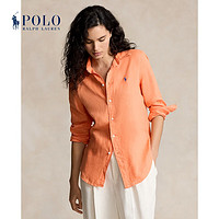 Polo Ralph Lauren 拉夫劳伦 女装 24年夏宽松版型亚麻衬衫RL25519 600-橙色 M