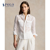 Polo Ralph Lauren 拉夫劳伦 女装 24年夏修身版孔眼亚麻衬衫RL25530 100-白色 8