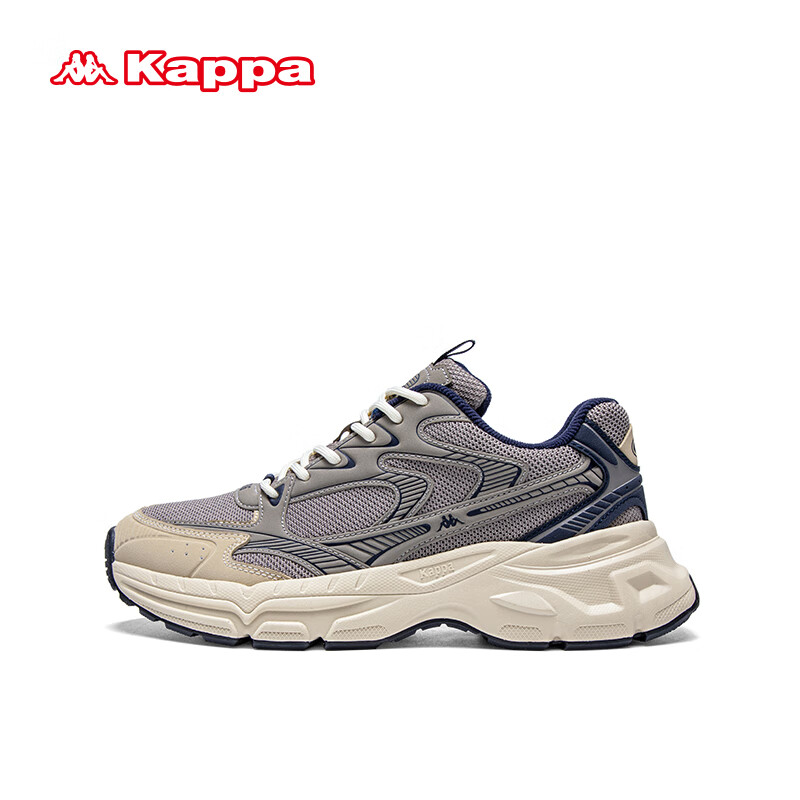 卡帕（Kappa）老爹鞋男子运动休闲跑步鞋 岩脊灰/卡其/舰长蓝 41