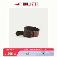 HOLLISTER24春夏百搭压花Logo图案皮革腰带 男 351911-1 棕色(34)