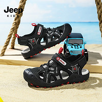 Jeep 吉普 儿童凉鞋夏季防滑透气运动鞋2024 黑色