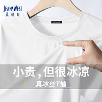 JEANSWEST 真维斯 冰丝短袖T恤男夏季纯色体恤衫宽松大码运动健身半袖男士速干上衣