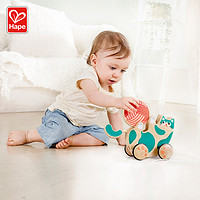 Hape 滾滾樂拖拉貓咪1歲+兒童寶寶木制學步手拉繩益智力嬰幼兒玩具